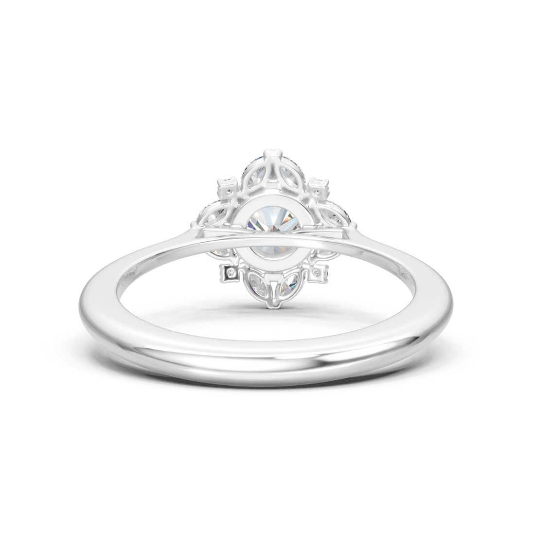 Lab-Grown or Natural Solitaire Round Diamond Engagement Ring with Marquise Accents - 1.16ct | Gold, White Gold, Rose Gold, Silver