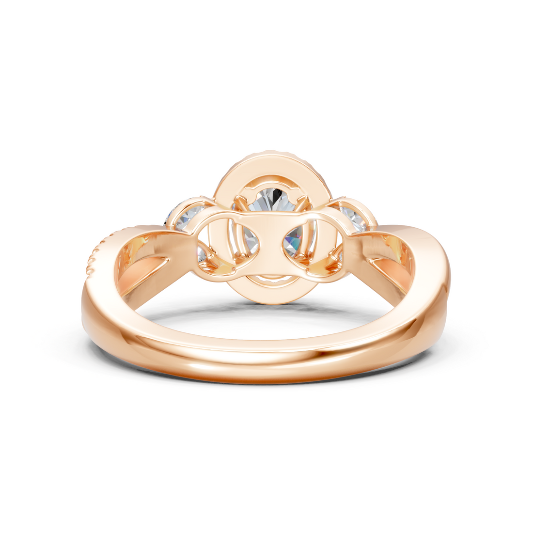 Lab-Grown or Natural Solitaire Oval and Round Diamond Engagement Ring - 1.42ct | Gold, White Gold, Rose Gold, Silver