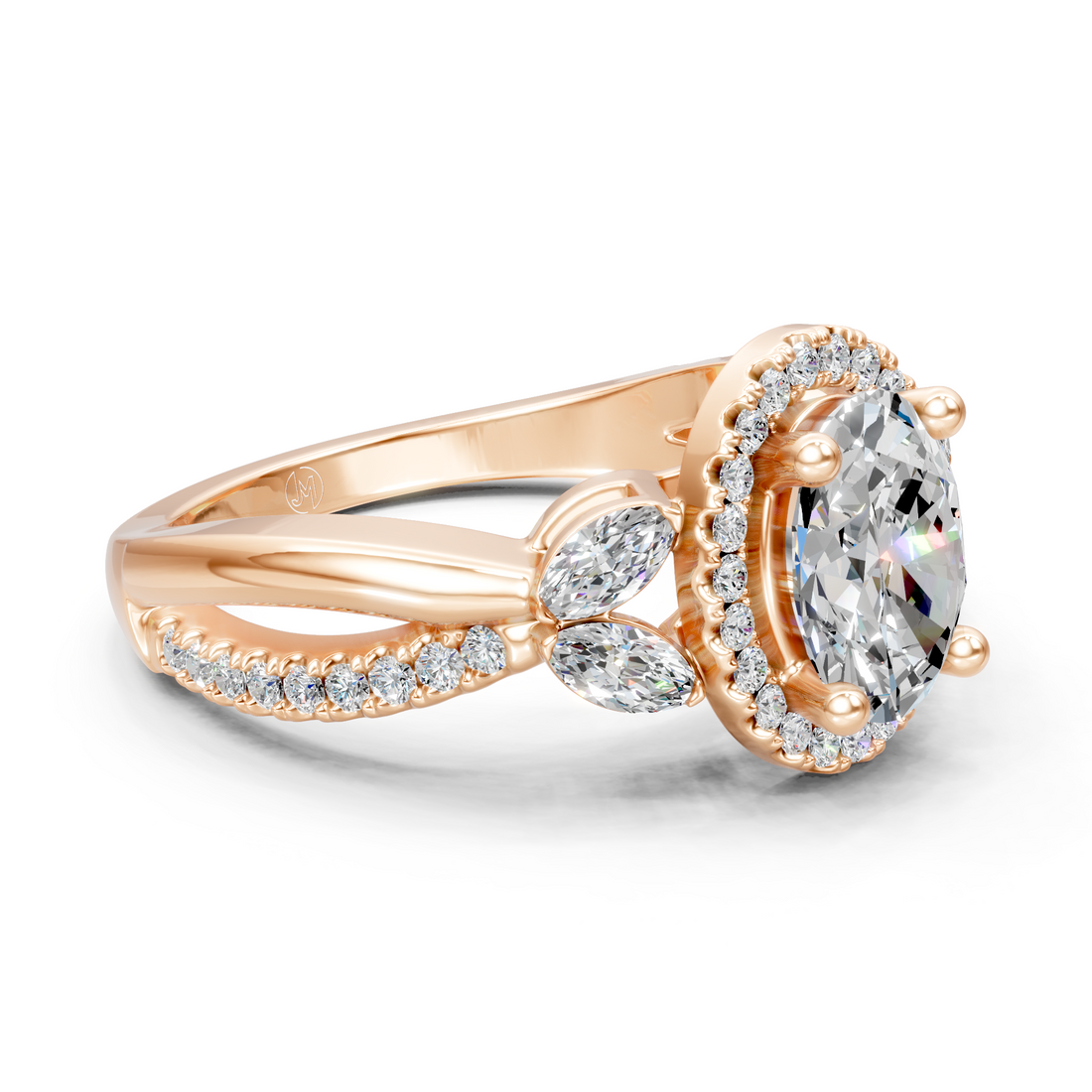 Lab-Grown or Natural Solitaire Oval and Round Diamond Engagement Ring - 1.42ct | Gold, White Gold, Rose Gold, Silver