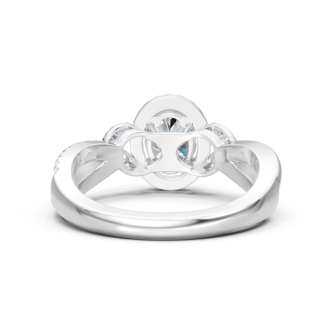 Lab-Grown or Natural Solitaire Oval and Round Diamond Engagement Ring - 1.42ct | Gold, White Gold, Rose Gold, Silver