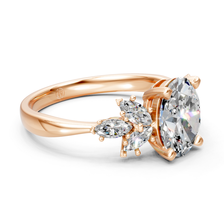 Lab-Grown or Natural Solitaire Oval and Marquise Diamond Engagement Ring - 1.30ct | Gold, White Gold, Rose Gold, Silver