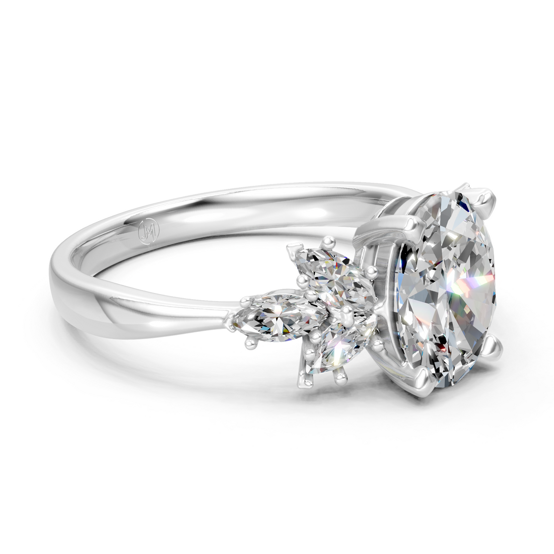 Lab-Grown or Natural Solitaire Oval and Marquise Diamond Engagement Ring - 1.30ct | Gold, White Gold, Rose Gold, Silver