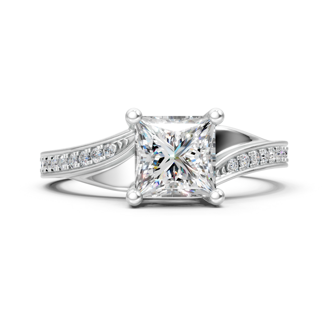 Lab-Grown or Natural Solitaire Princess Diamond Engagement Ring - 1.02ct | Gold, White Gold, Rose Gold, Silver