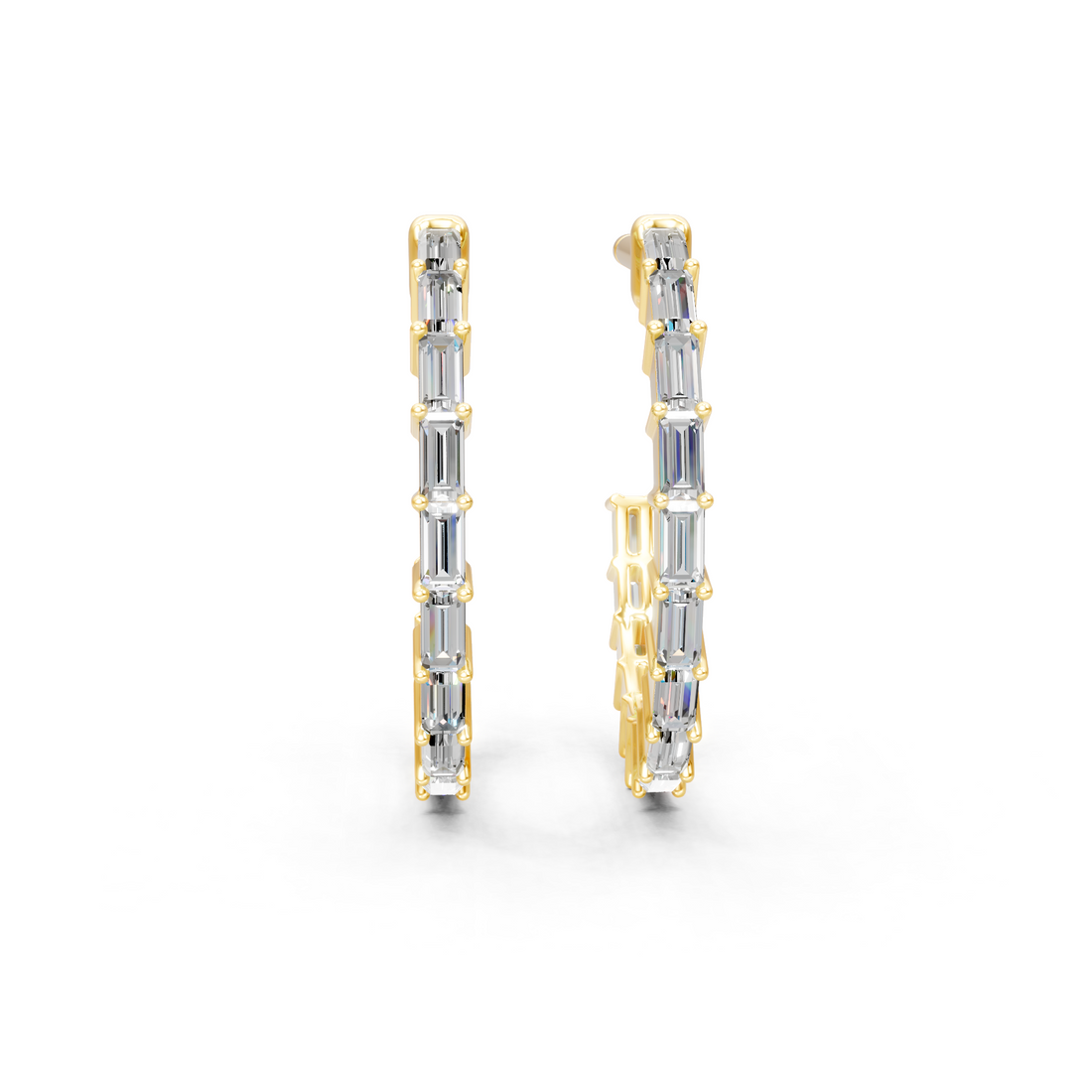 Lab-Grown or Natural Baguette Diamond Earrings - 0.39ct | Gold, White Gold, Rose Gold, Silver