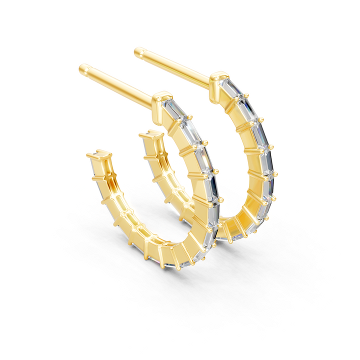 Moissanite or Lab-Grown Baguette Diamond Earrings - 0.39ct | 925 Silver