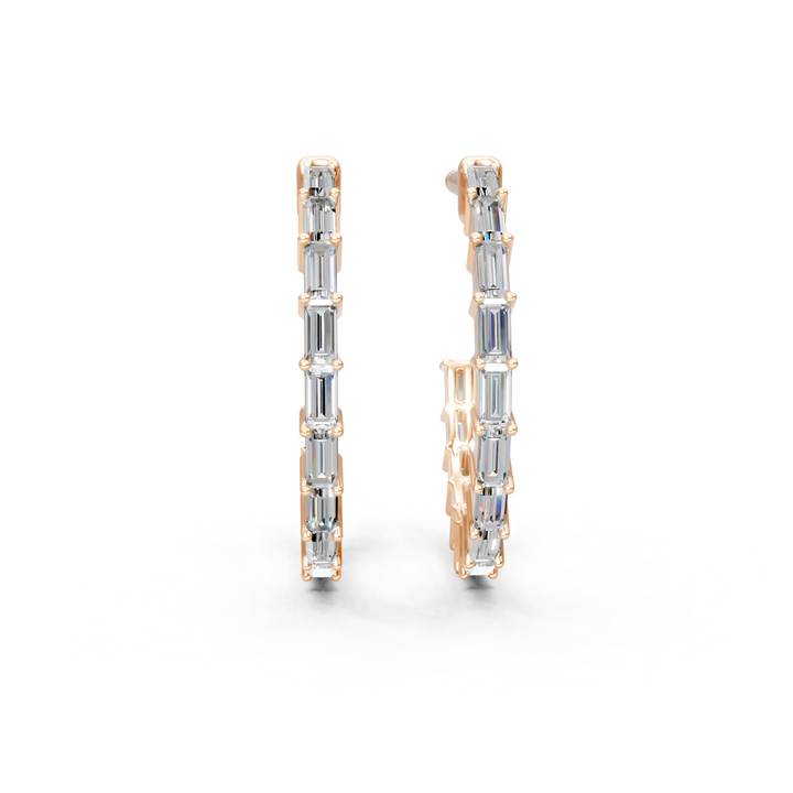 Lab-Grown or Natural Baguette Diamond Earrings - 0.39ct | Gold, White Gold, Rose Gold, Silver