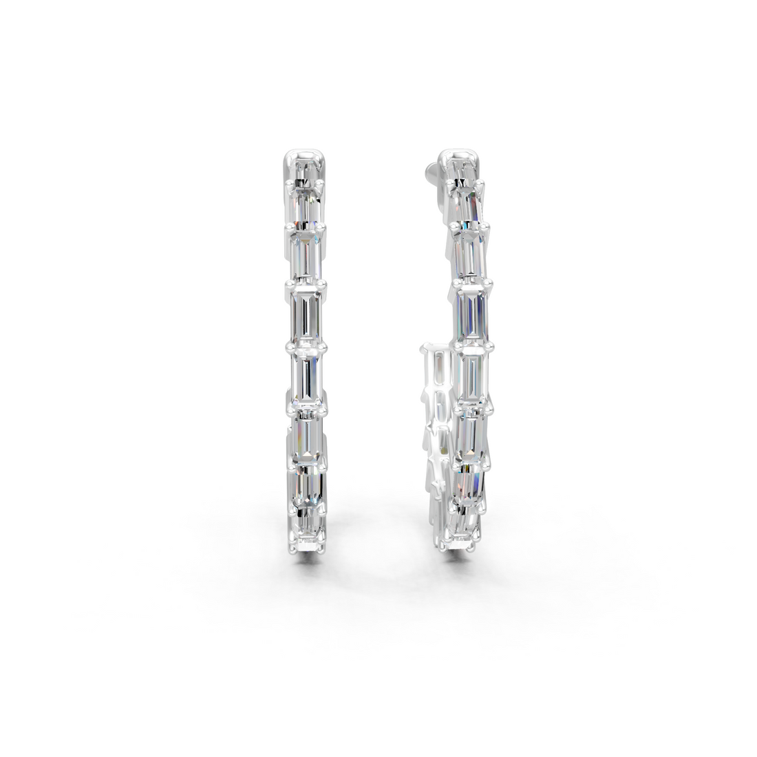 Lab-Grown or Natural Baguette Diamond Earrings - 0.39ct | Gold, White Gold, Rose Gold, Silver