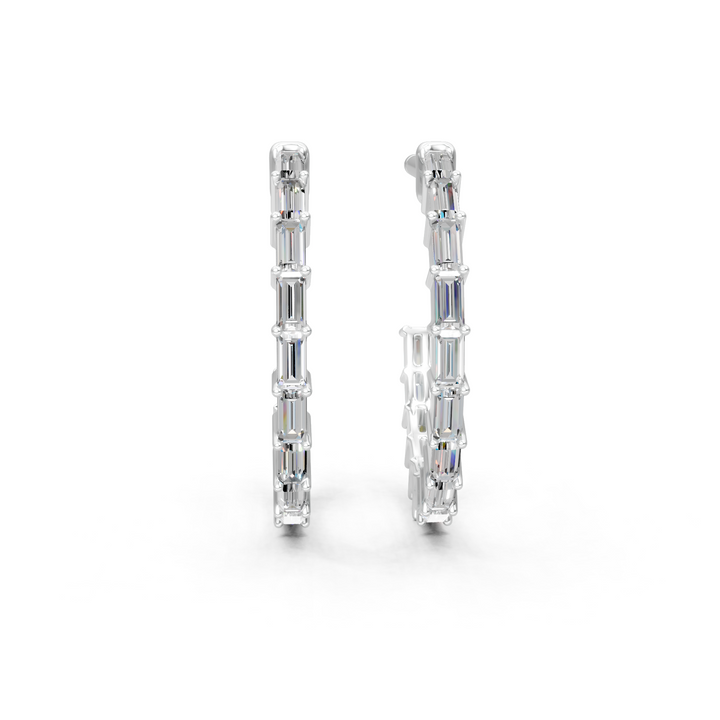 Moissanite or Lab-Grown Baguette Diamond Earrings - 0.39ct | 925 Silver