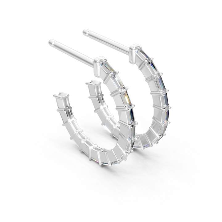 Lab-Grown or Natural Baguette Diamond Earrings - 0.39ct | Gold, White Gold, Rose Gold, Silver