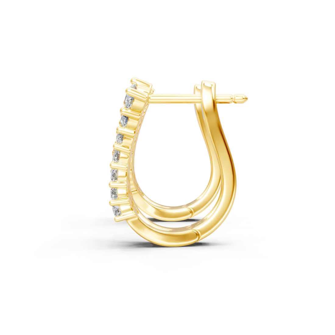 Lab-Grown or Natural Round Diamond Hoop Earrings - 1.23ct | Gold, White Gold, Rose Gold, Silver