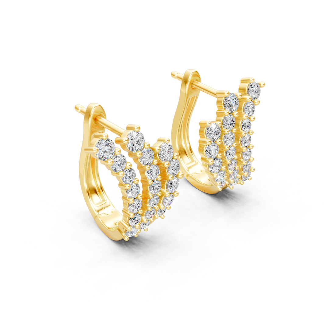 Lab-Grown or Natural Round Diamond Hoop Earrings - 1.23ct | Gold, White Gold, Rose Gold, Silver