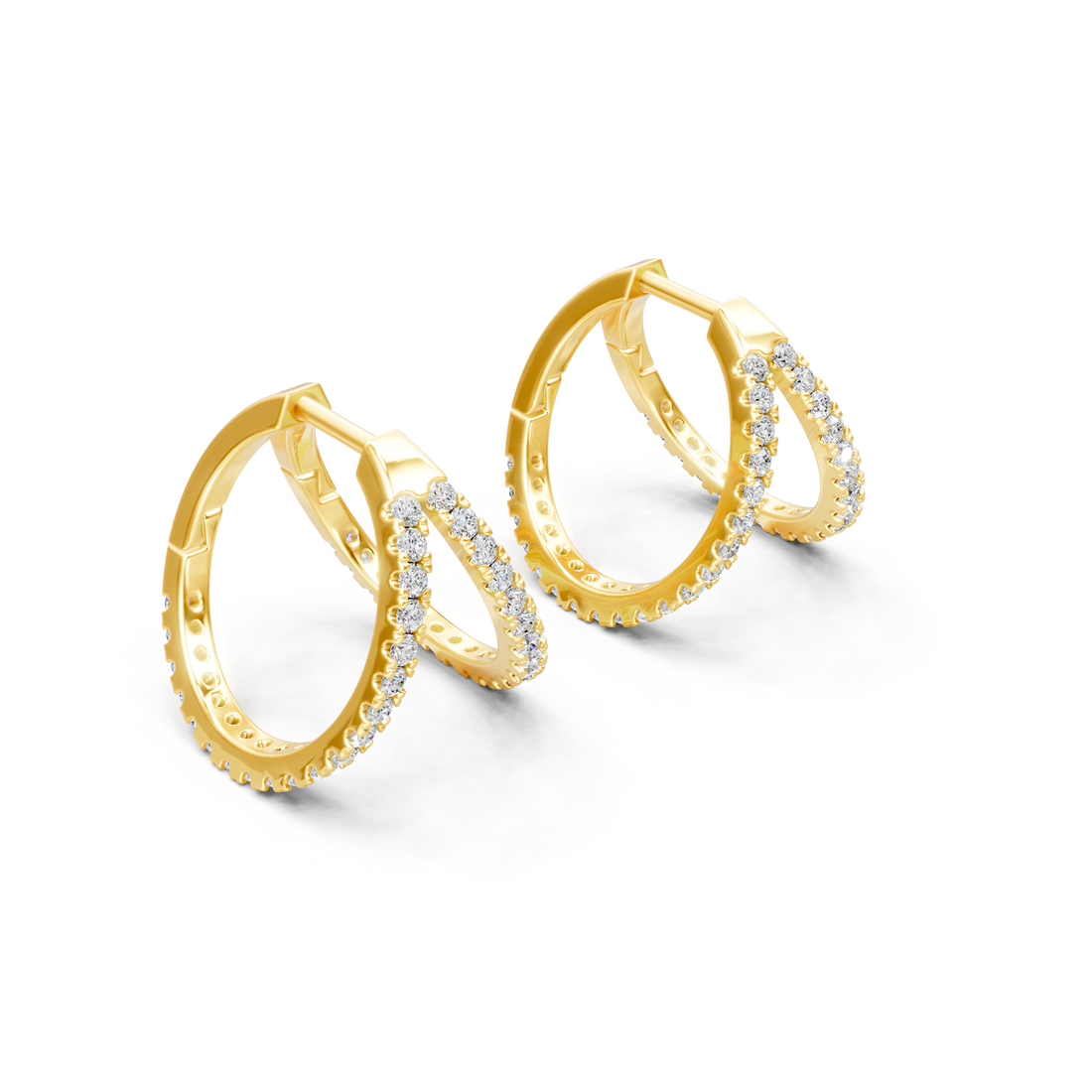 Lab-Grown or Natural Round Diamond Hoop Earrings - 0.64ct | Gold, White Gold, Rose Gold, Silver