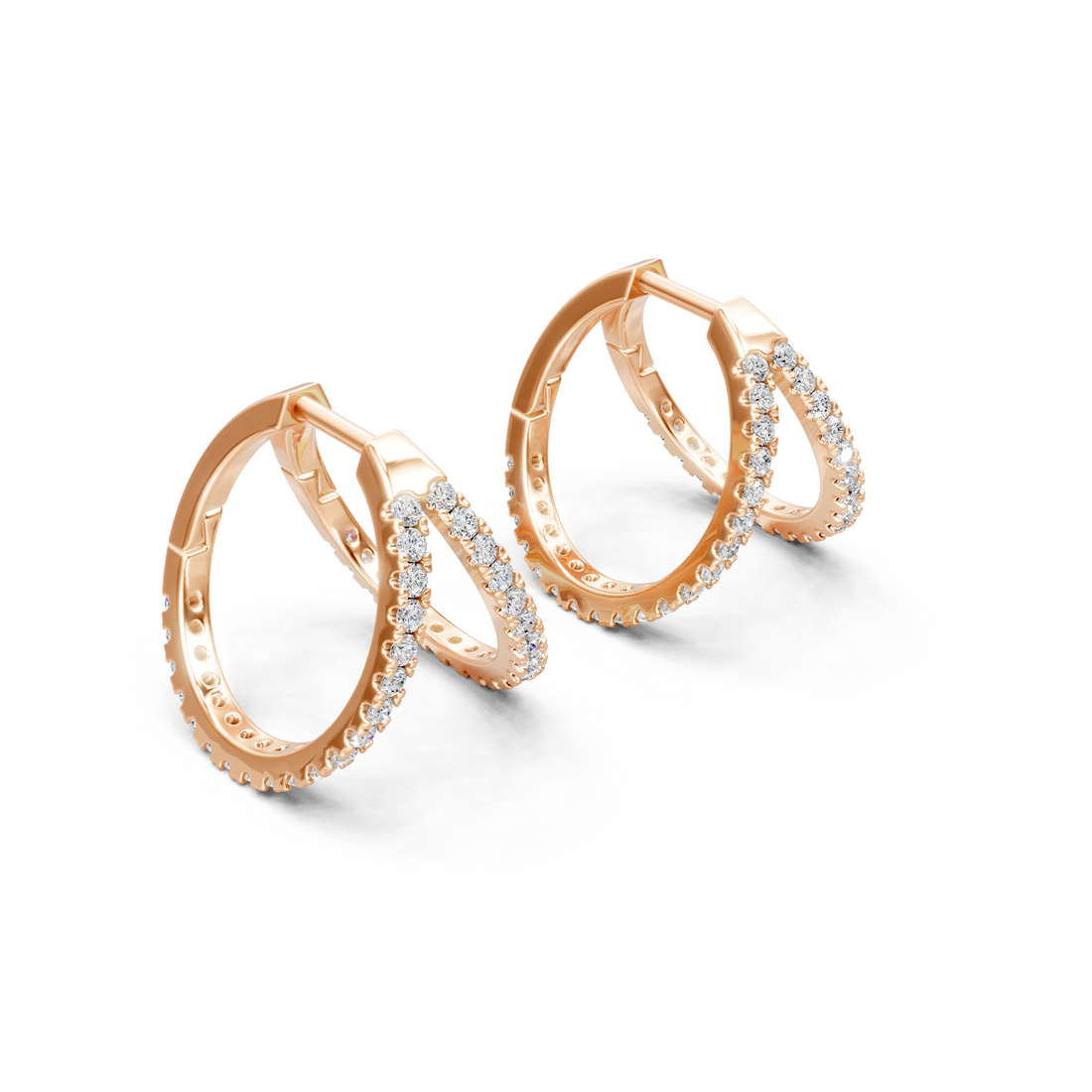 Lab-Grown or Natural Round Diamond Hoop Earrings - 0.64ct | Gold, White Gold, Rose Gold, Silver