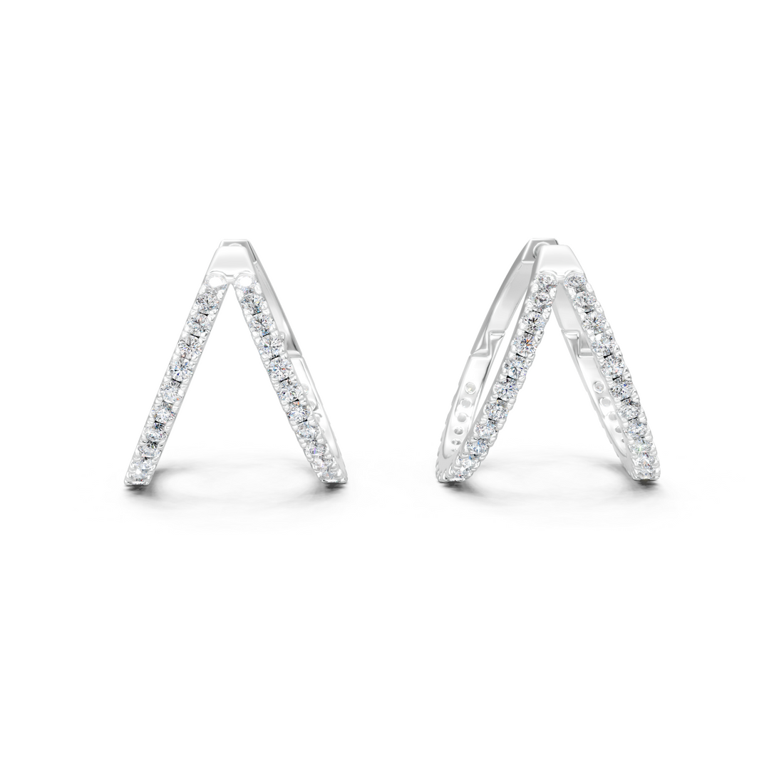 Lab-Grown or Natural Round Diamond Hoop Earrings - 0.64ct | Gold, White Gold, Rose Gold, Silver