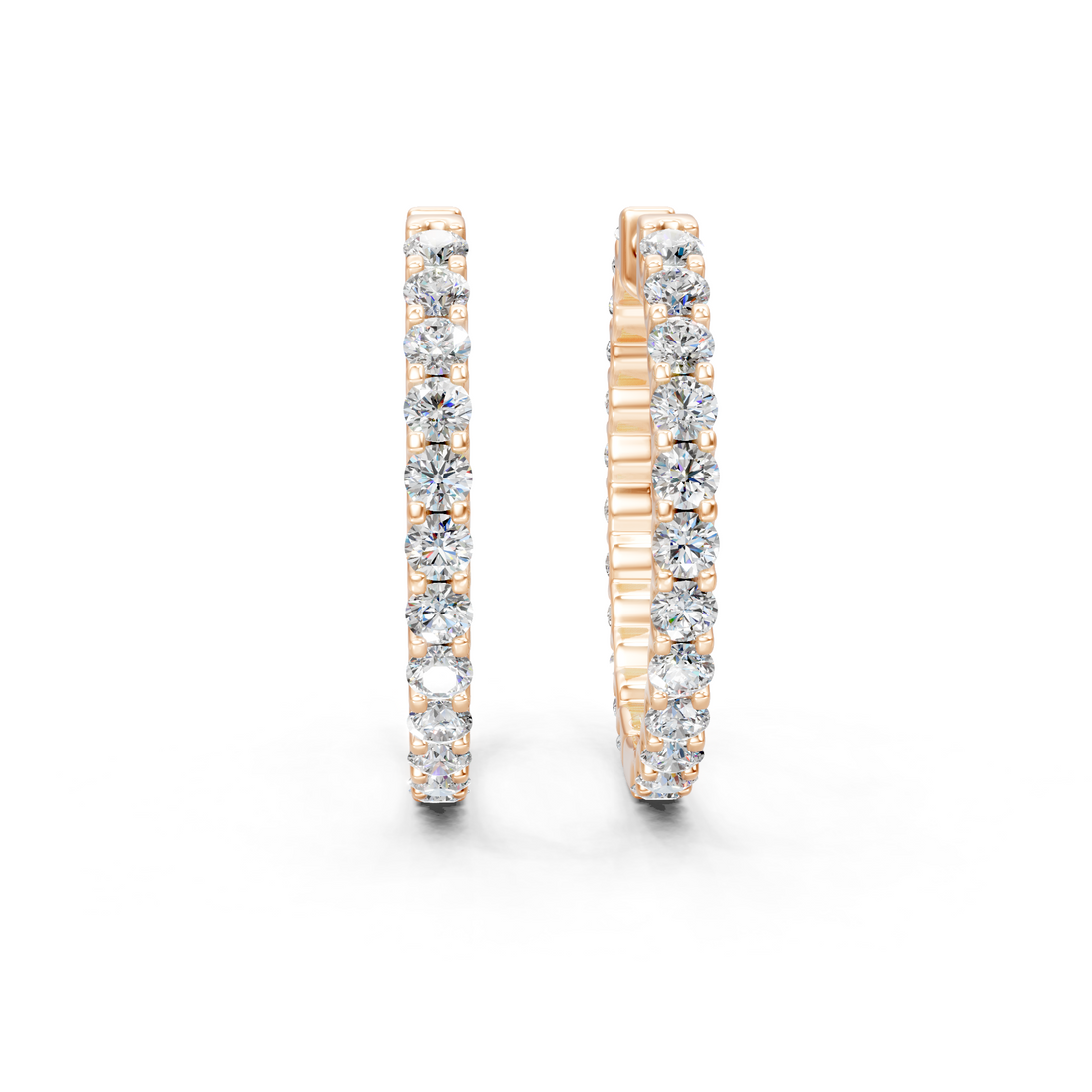 Lab-Grown or Natural Round Diamond Hoop Earrings - 1.44ct | Gold, White Gold, Rose Gold, Silver