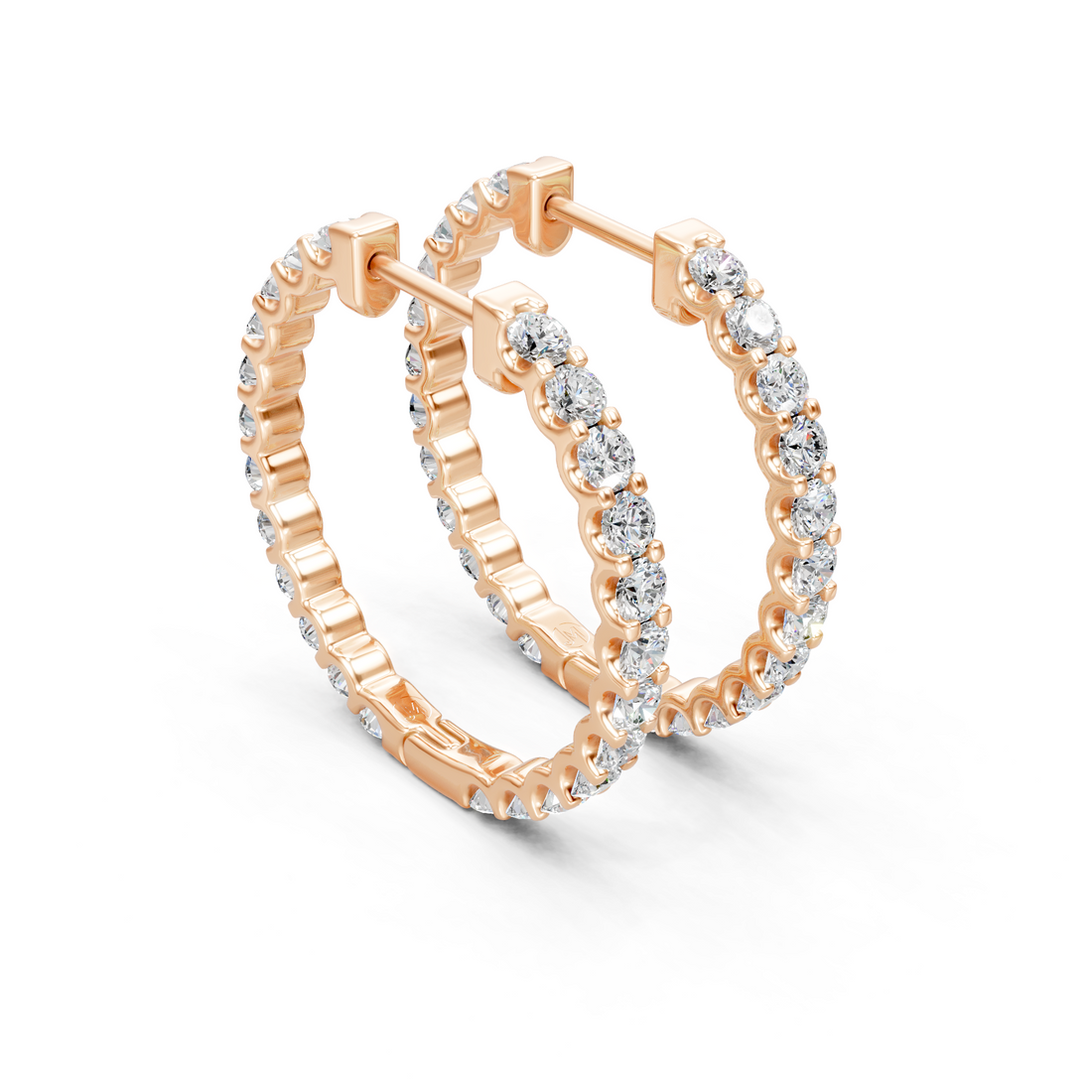 Lab-Grown or Natural Round Diamond Hoop Earrings - 1.44ct | Gold, White Gold, Rose Gold, Silver