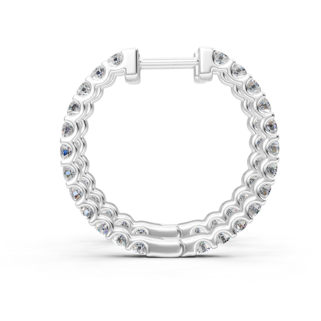 Lab-Grown or Natural Round Diamond Hoop Earrings - 1.44ct | Gold, White Gold, Rose Gold, Silver