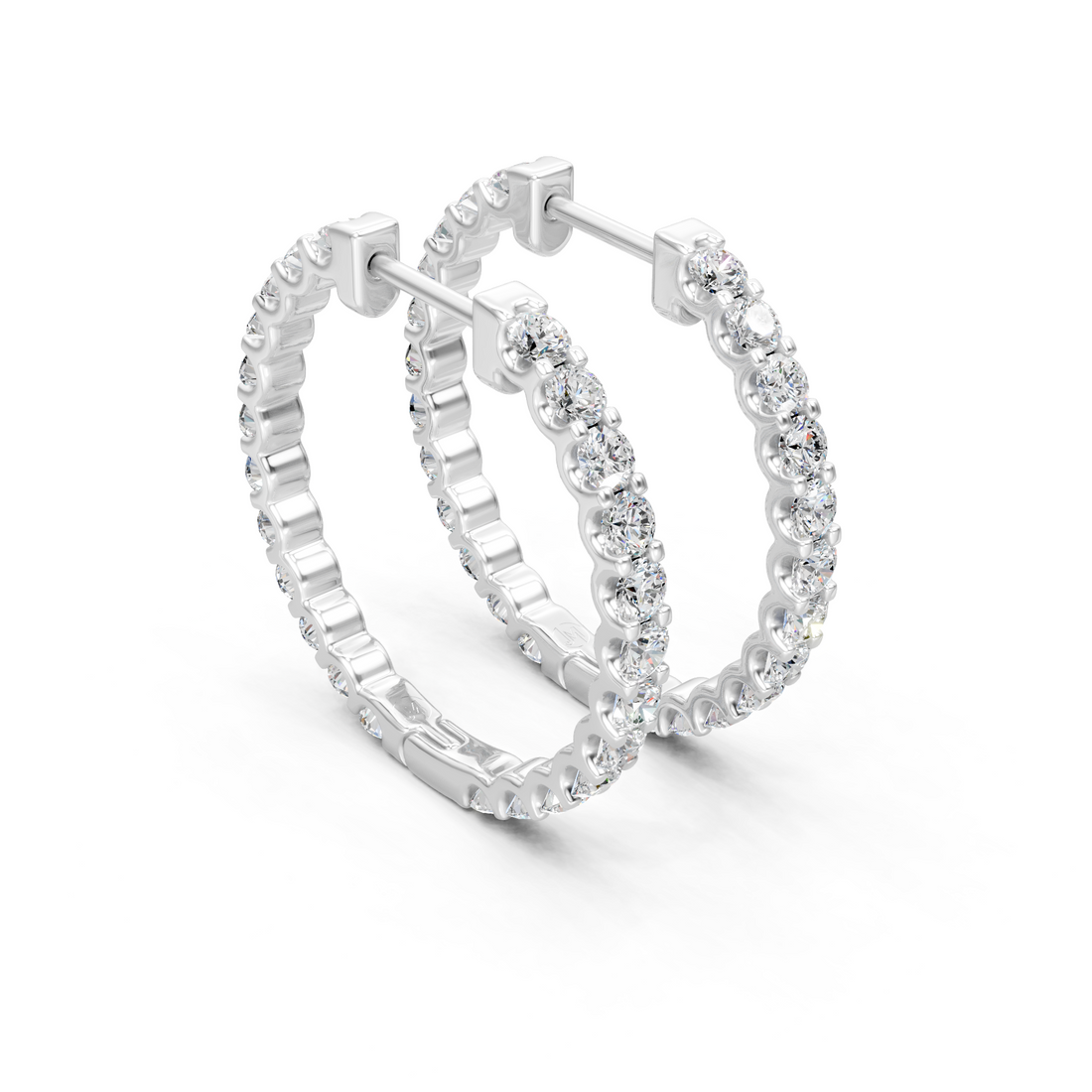 Lab-Grown or Natural Round Diamond Hoop Earrings - 1.44ct | Gold, White Gold, Rose Gold, Silver