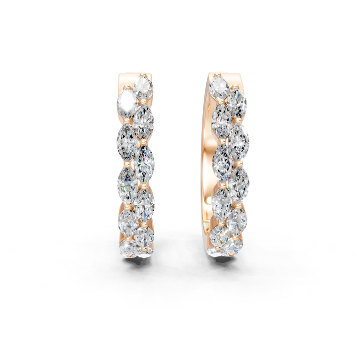 Lab-Grown or Natural Marquise Diamond Hoop Earrings - 1.61ct | Gold, White Gold, Rose Gold, Silver