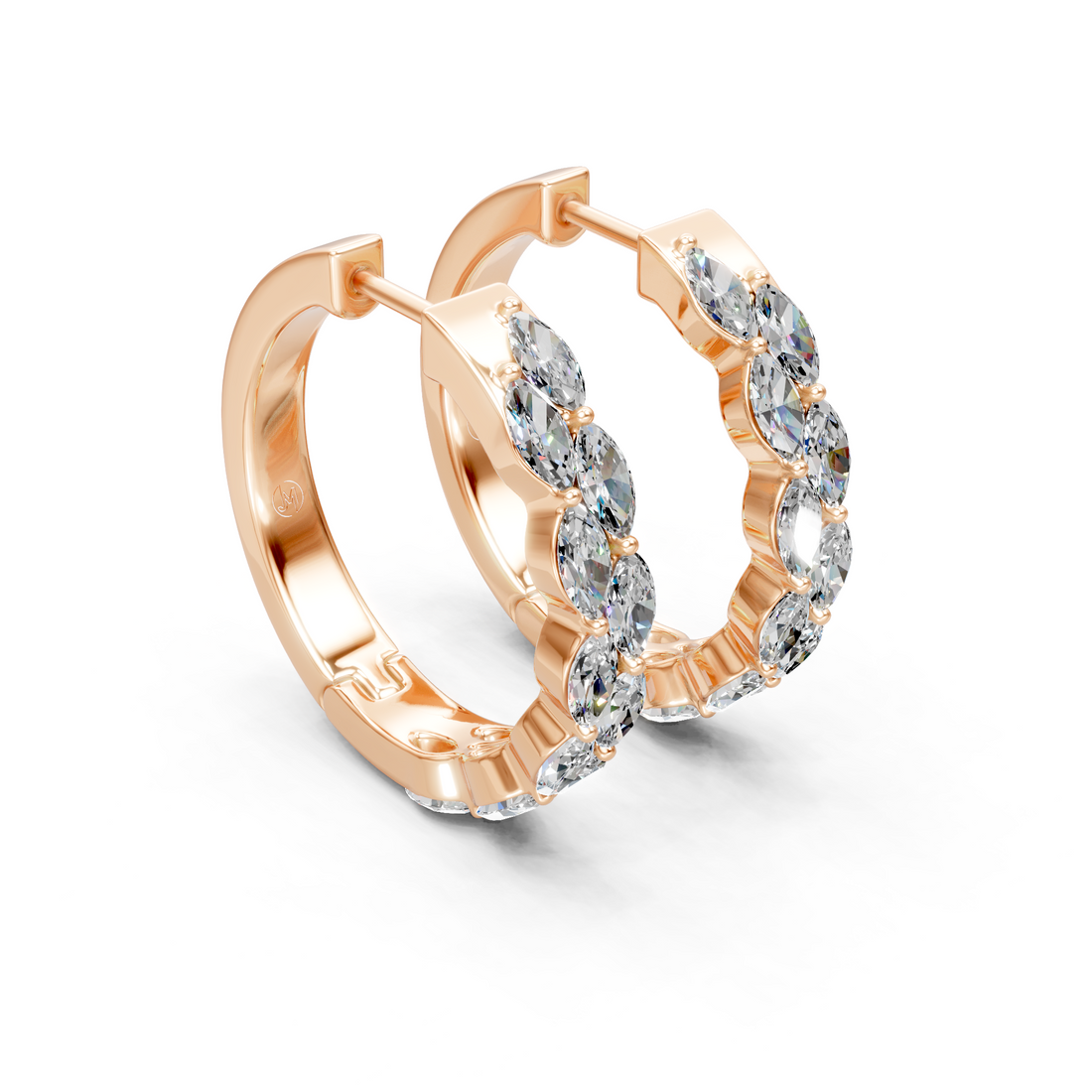 Lab-Grown or Natural Marquise Diamond Hoop Earrings - 1.61ct | Gold, White Gold, Rose Gold, Silver