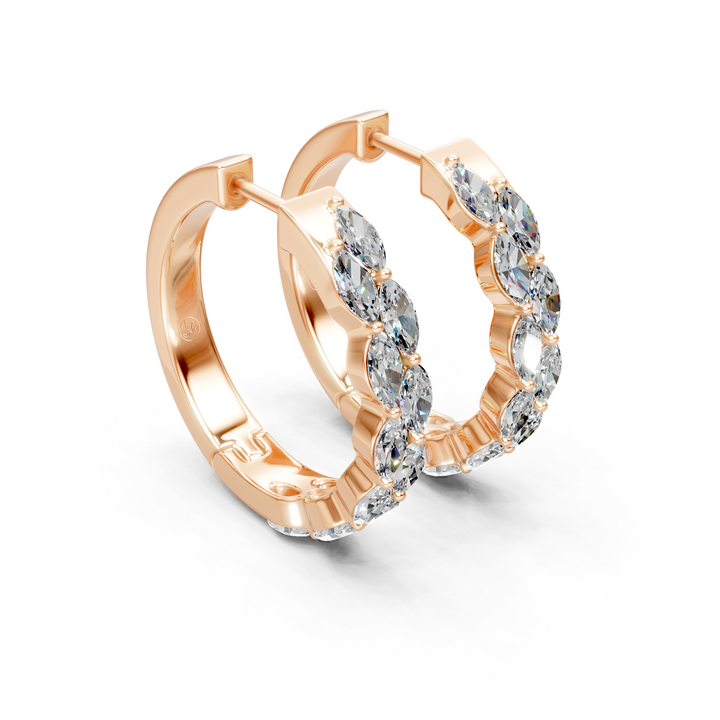 Moissanite or Lab-Grown Marquise Diamond Hoop Earrings - 1.61ct | 925 Silver