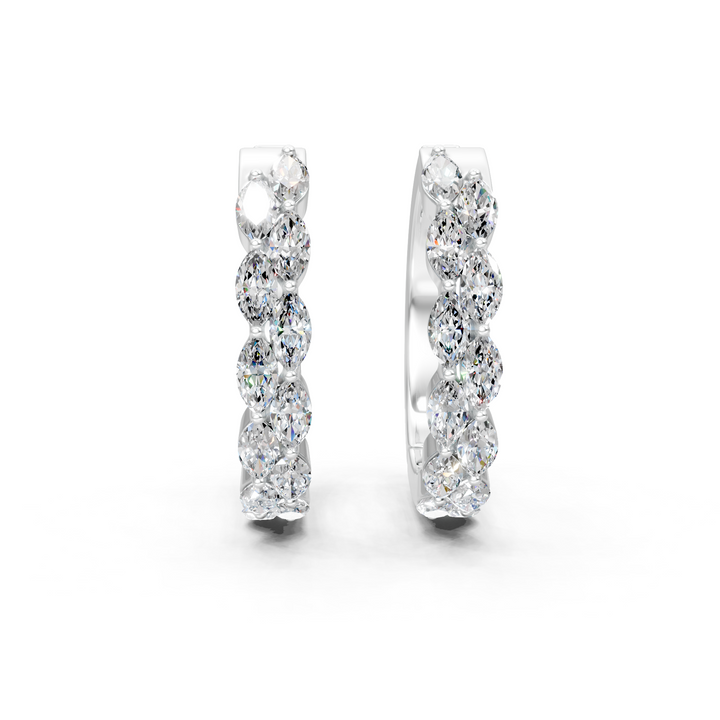 Moissanite or Lab-Grown Marquise Diamond Hoop Earrings - 1.61ct | 925 Silver