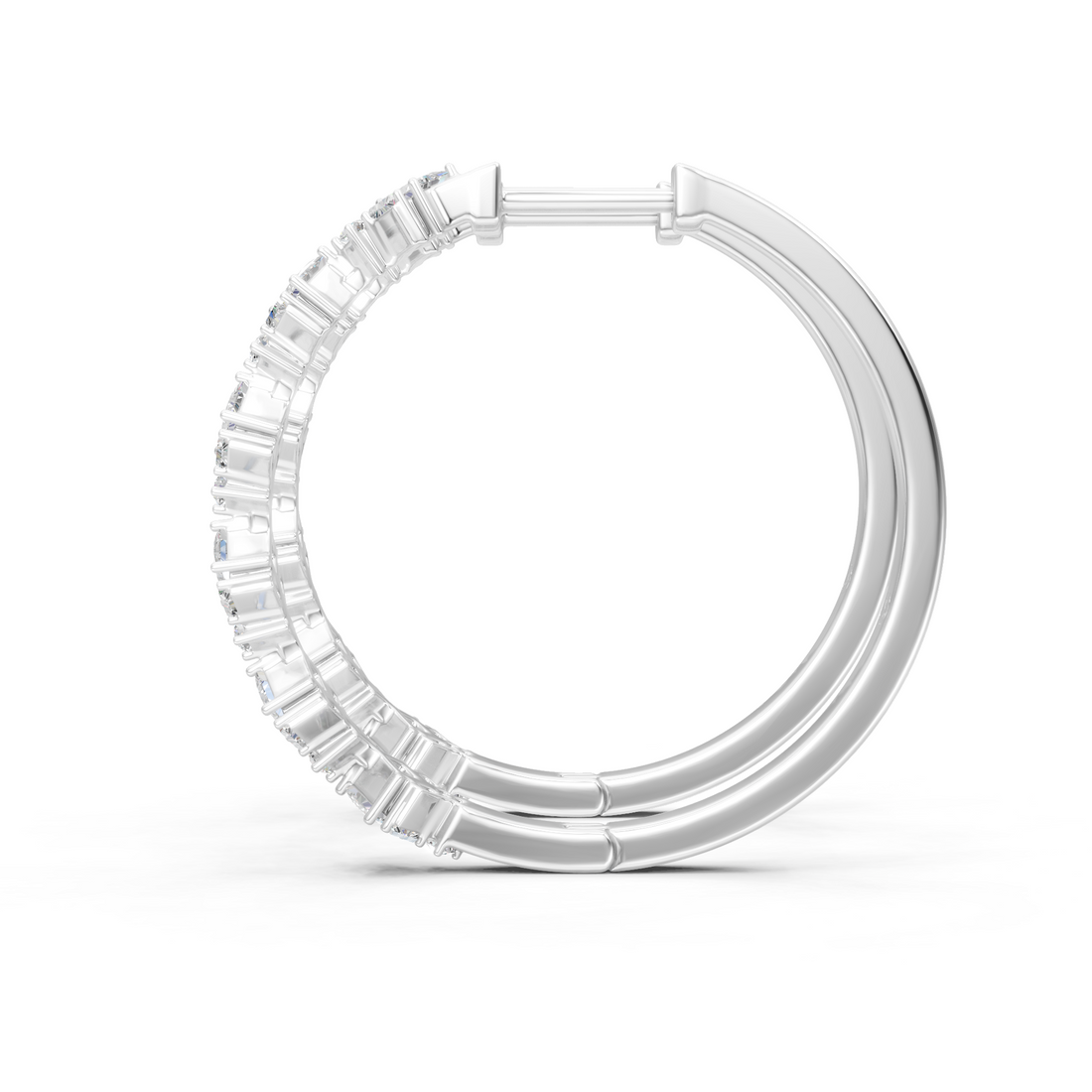 Lab-Grown or Natural Princess, Round, and Baguette Diamond Hoop Earrings - 0.82ct | Gold, White Gold, Rose Gold, Silver