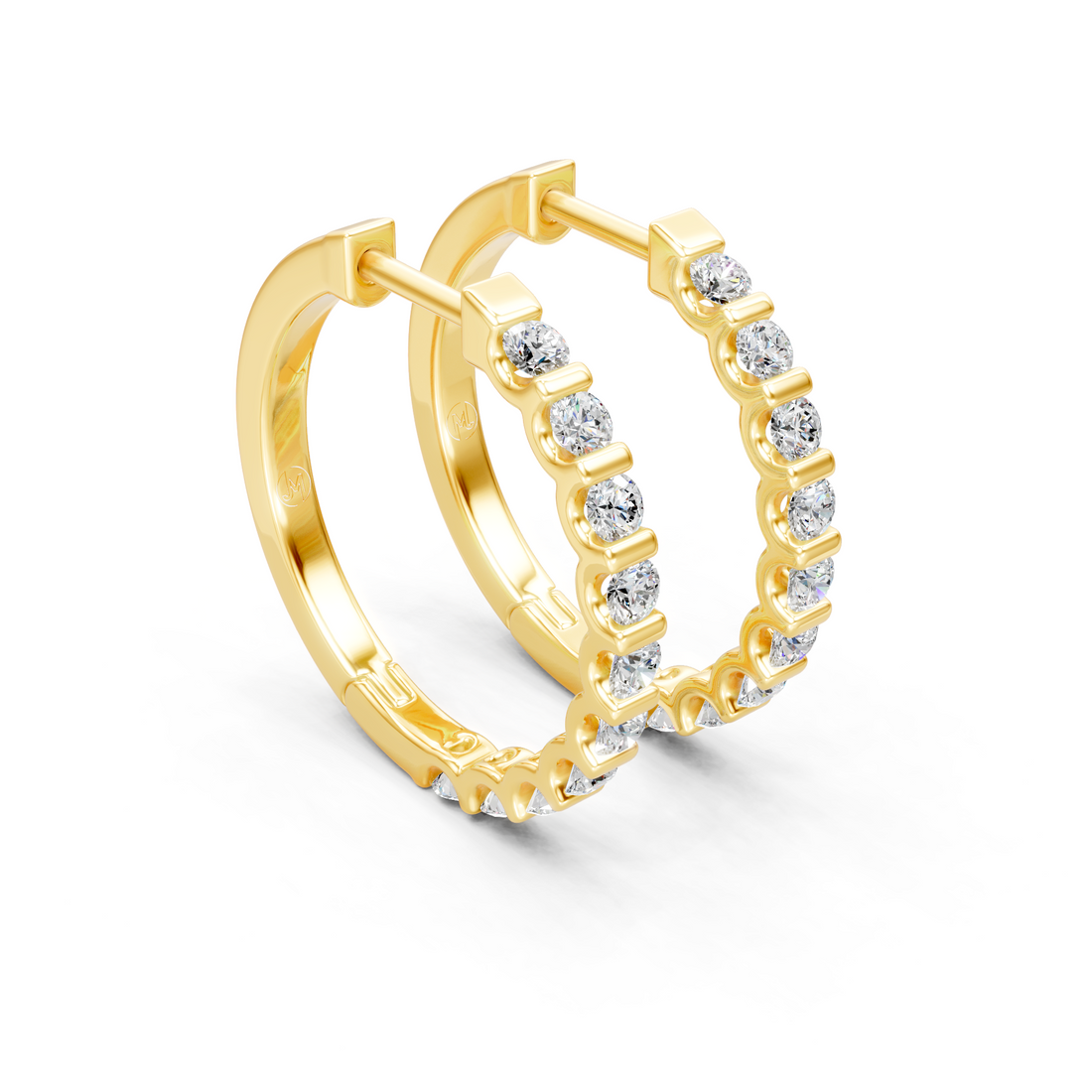 Lab-Grown or Natural Round Diamond Hoop Earrings - 0.6ct | Gold, White Gold, Rose Gold, Silver