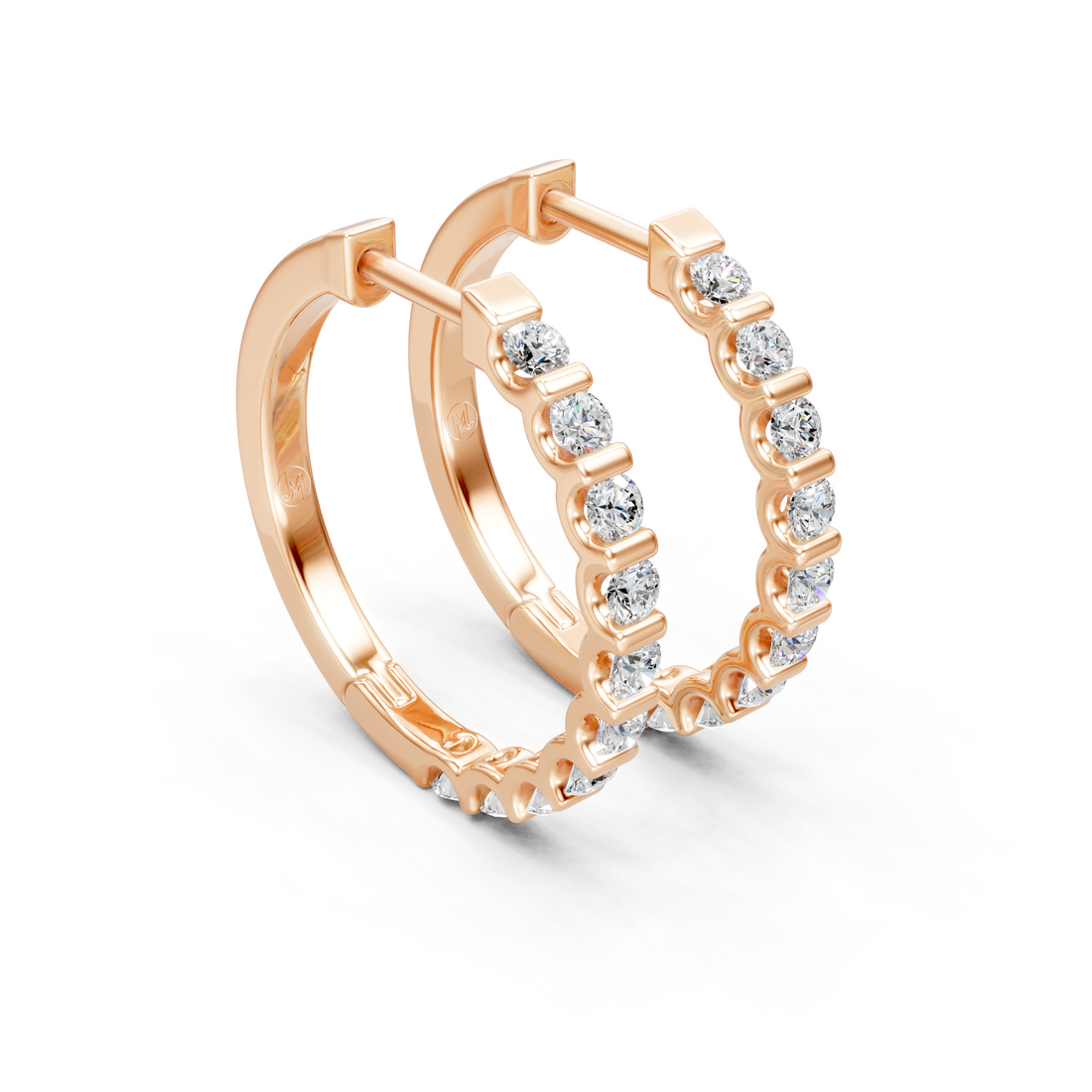 Lab-Grown or Natural Round Diamond Hoop Earrings - 0.6ct | Gold, White Gold, Rose Gold, Silver