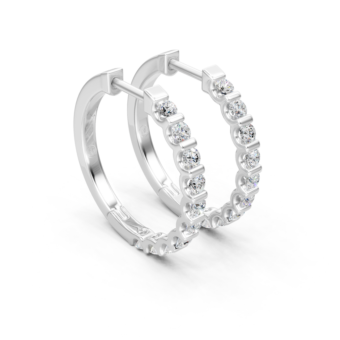 Lab-Grown or Natural Round Diamond Hoop Earrings - 0.6ct | Gold, White Gold, Rose Gold, Silver