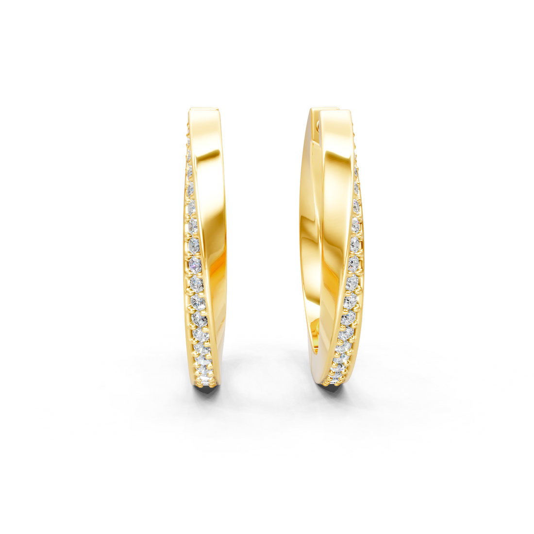 Lab-Grown or Natural Round Diamond Twisting Hoop Earrings - 0.38ct | Gold, White Gold, Rose Gold, Silver