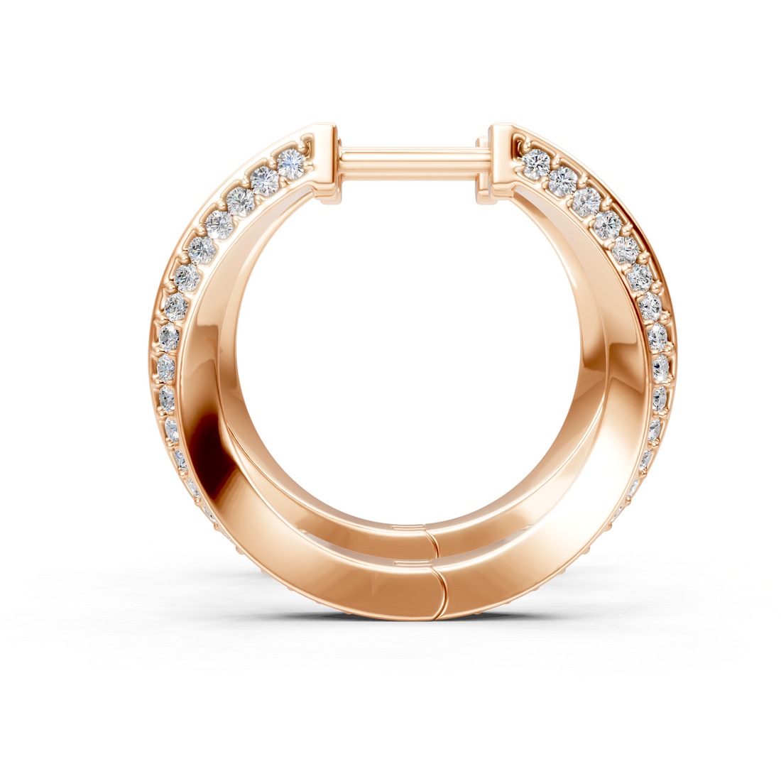 Lab-Grown or Natural Round Diamond Twisting Hoop Earrings - 0.38ct | Gold, White Gold, Rose Gold, Silver