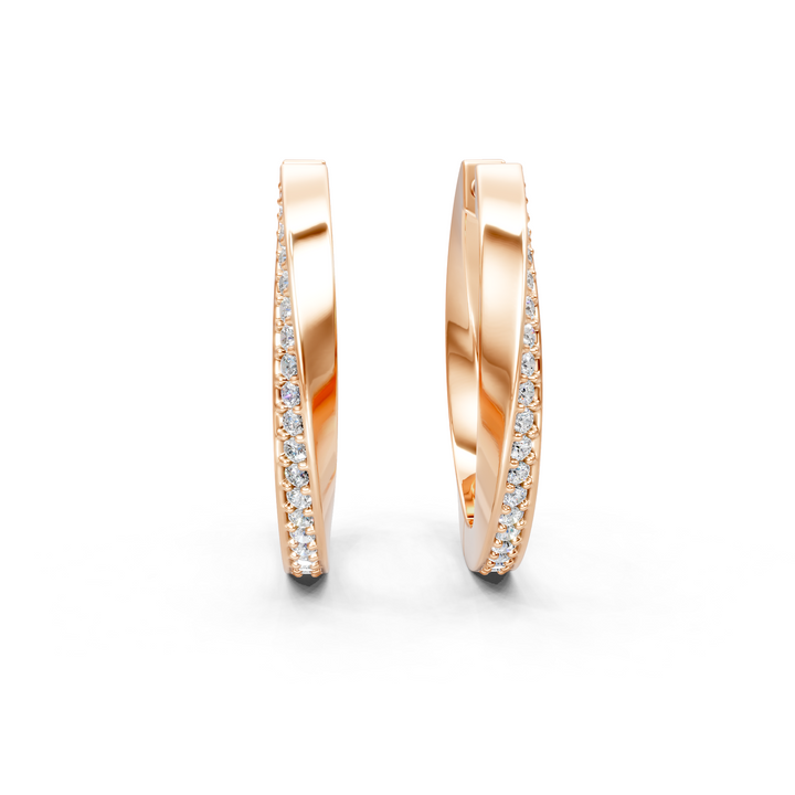 Lab-Grown or Natural Round Diamond Twisting Hoop Earrings - 0.38ct | Gold, White Gold, Rose Gold, Silver