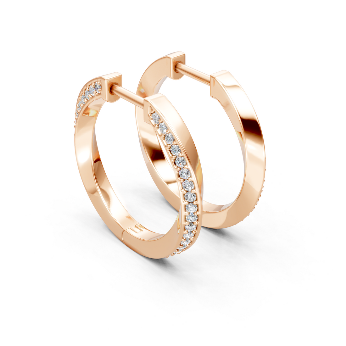 Lab-Grown or Natural Round Diamond Twisting Hoop Earrings - 0.38ct | Gold, White Gold, Rose Gold, Silver