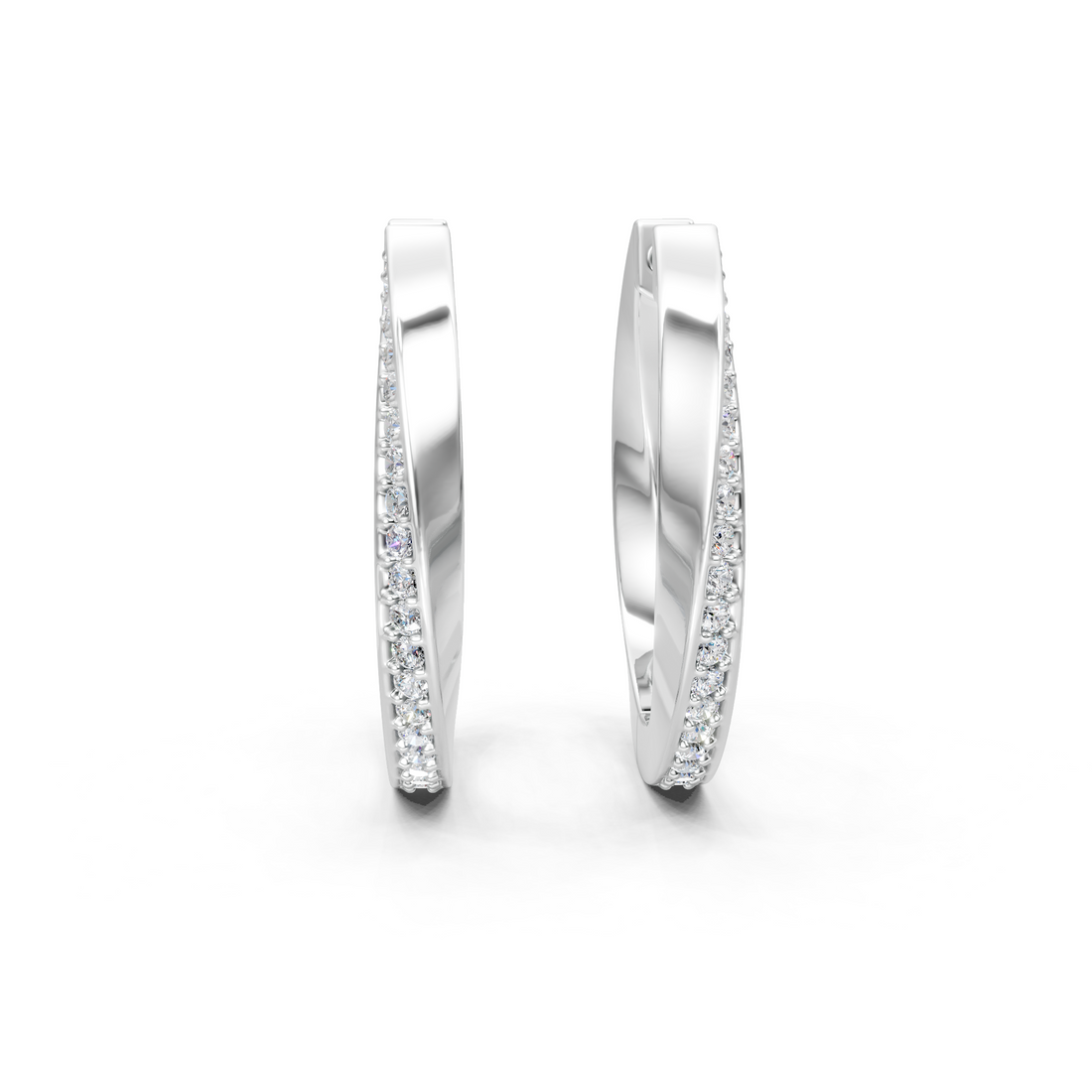 Lab-Grown or Natural Round Diamond Twisting Hoop Earrings - 0.38ct | Gold, White Gold, Rose Gold, Silver