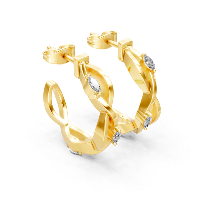 Moissanite or Lab-Grown Marquise Diamond Twisting Hoop Earrings - 0.21ct | 925 Silver