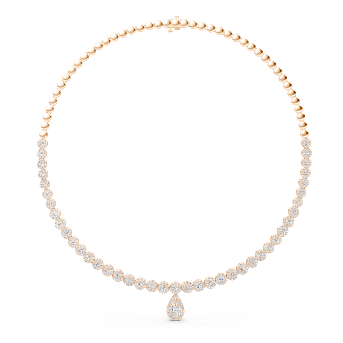 Lab-Grown or Natural Round Diamond Cluster Necklace - 8.03ct | Gold, White Gold, Rose Gold, Silver