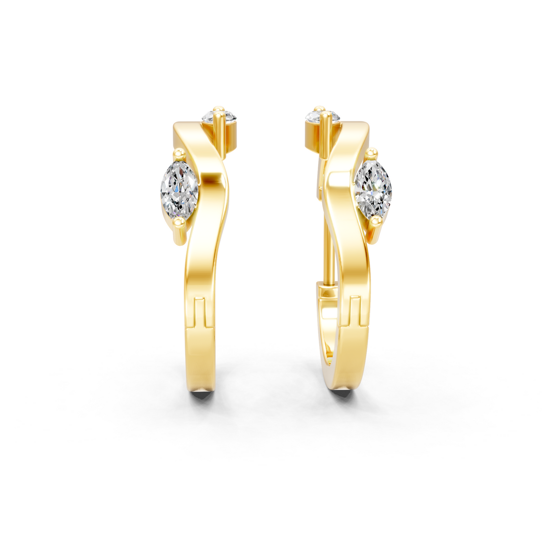 Lab-Grown or Natural Marquise Diamond Stylish Hoop Earrings - 0.25ct | Gold, White Gold, Rose Gold, Silver