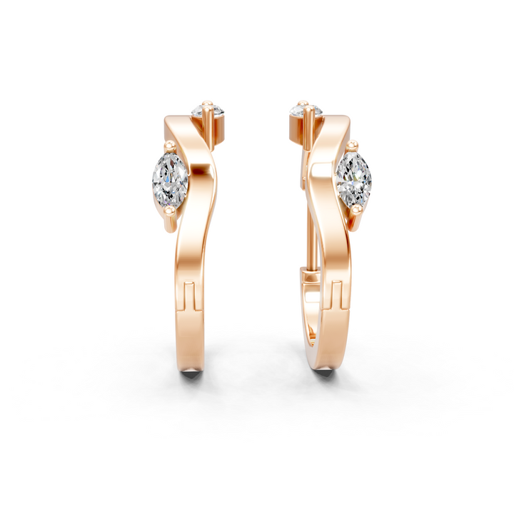 Lab-Grown or Natural Marquise Diamond Stylish Hoop Earrings - 0.25ct | Gold, White Gold, Rose Gold, Silver