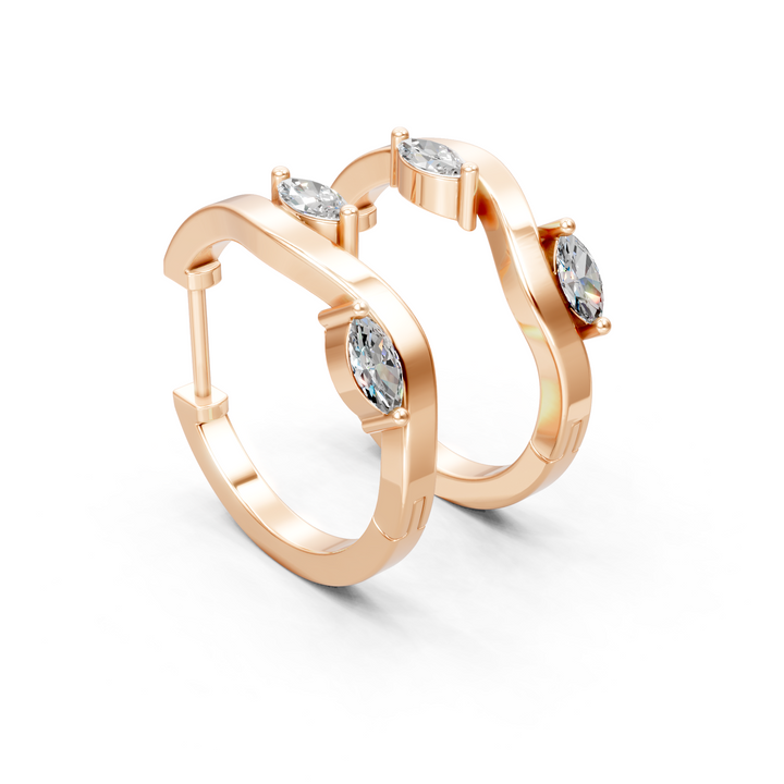 Moissanite or Lab-Grown Marquise Diamond Stylish Hoop Earrings - 0.25ct | 925 Silver