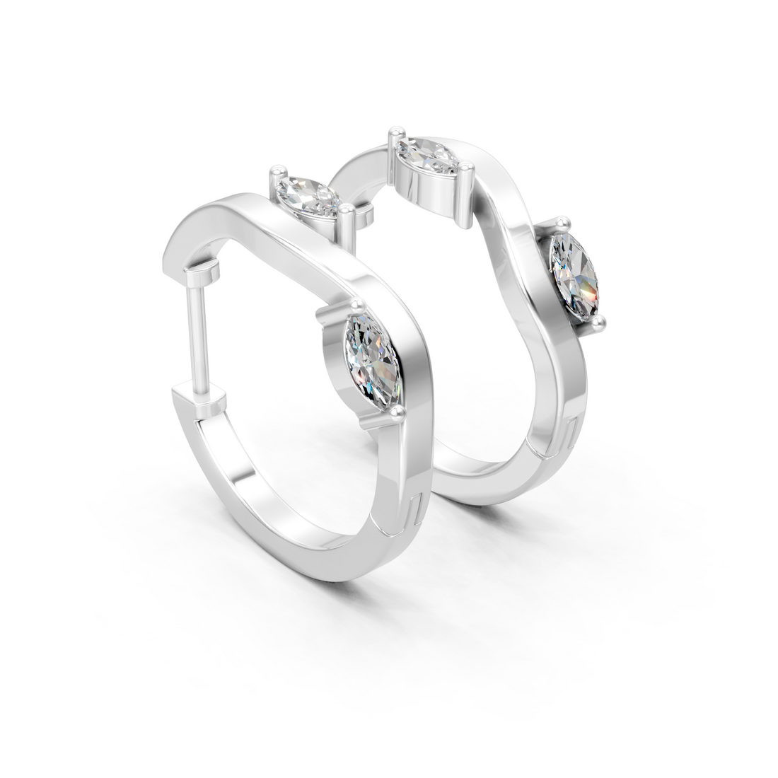 Lab-Grown or Natural Marquise Diamond Stylish Hoop Earrings - 0.25ct | Gold, White Gold, Rose Gold, Silver