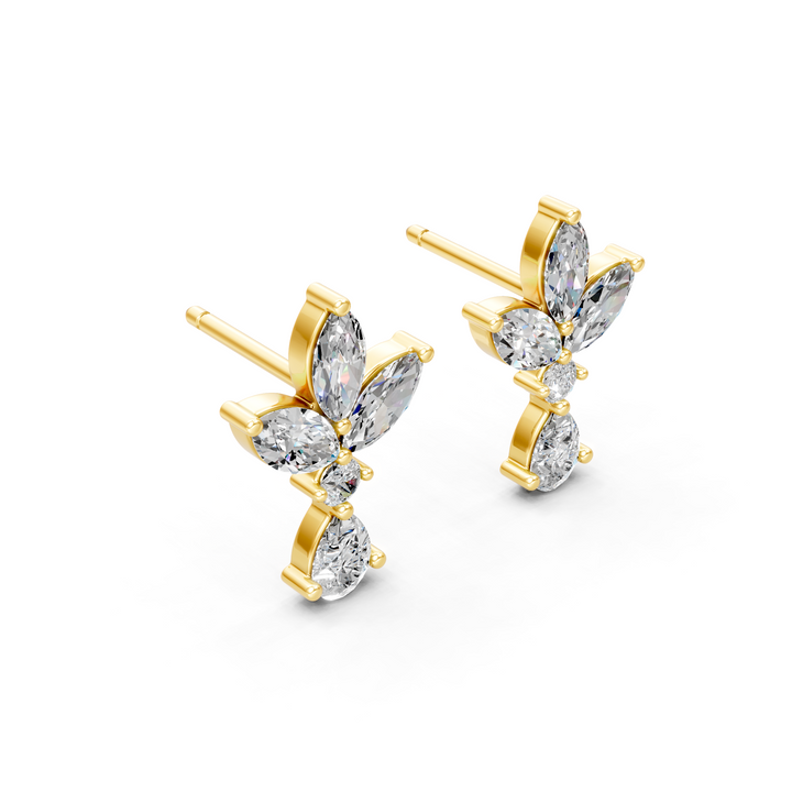 Moissanite or Lab-Grown Marquise and Round Diamond with Pear Drop Earrings - 1.35ct | 925 Silver