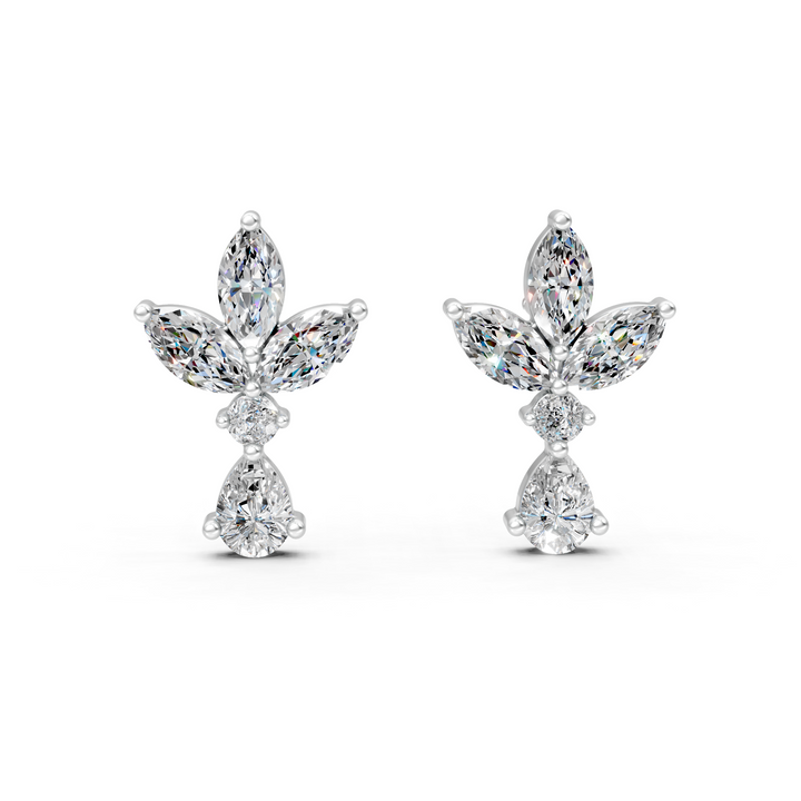 Moissanite or Lab-Grown Marquise and Round Diamond with Pear Drop Earrings - 1.35ct | 925 Silver