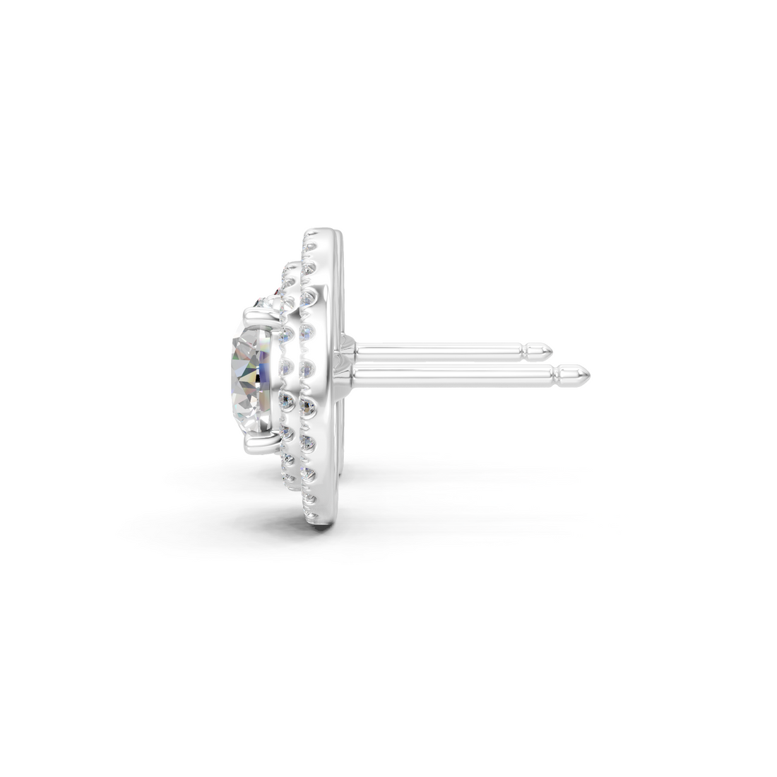 Lab-Grown or Natural Solitaire 1ct Round Diamond with Halo Setting Studs - 2.68ct | Gold, White Gold, Rose Gold, Silver