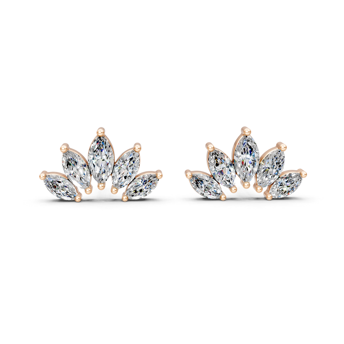 Lab-Grown or Natural Marquise Diamond Minimal Studs Earrings - 2.79ct | Gold, White Gold, Rose Gold, Silver