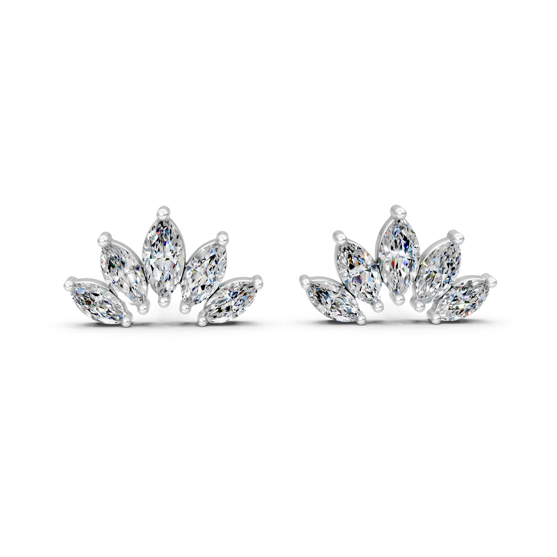 Lab-Grown or Natural Marquise Diamond Minimal Studs Earrings - 2.79ct | Gold, White Gold, Rose Gold, Silver