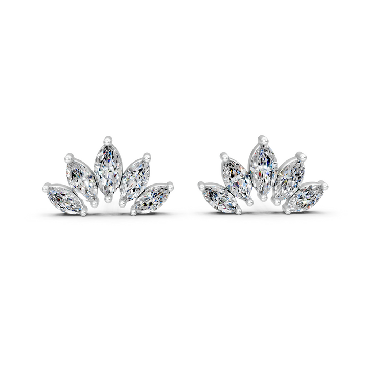 Moissanite or Lab-Grown Marquise Diamond Minimal Stud Earrings - 2.79ct | 925 Silver