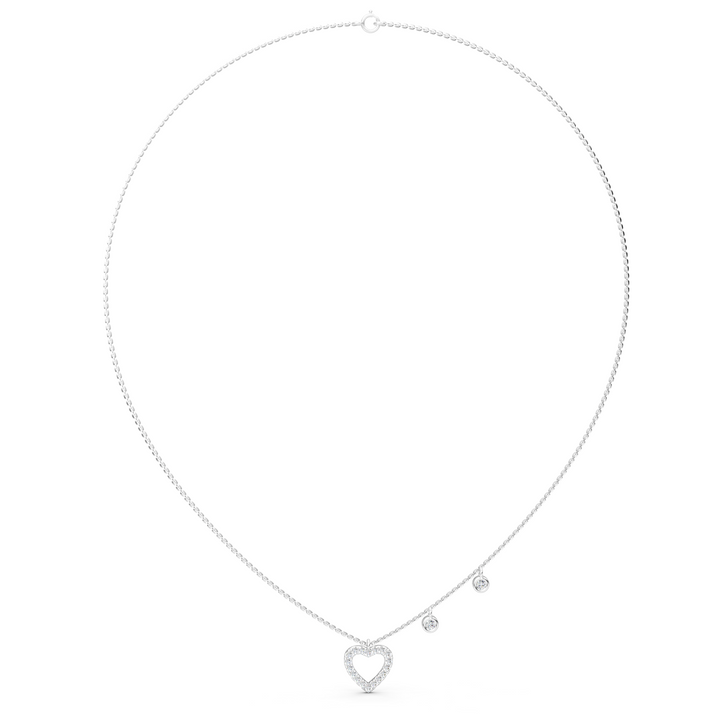 Lab-Grown or Natural Heart Shape Round Diamond Necklace - 0.49ct | Gold, White Gold, Rose Gold, Silver