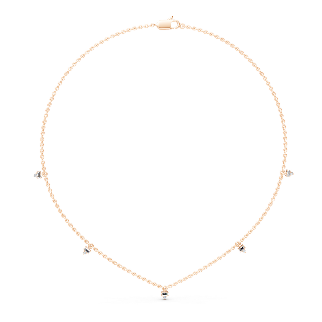 Lab-Grown or Natural Baguette and Round Diamond Necklace - 0.31ct | Gold, White Gold, Rose Gold, Silver