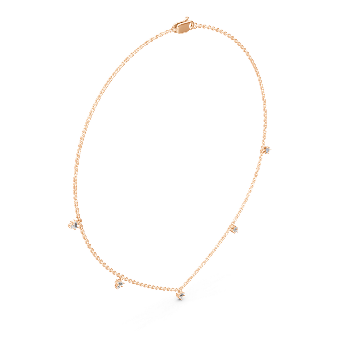 Lab-Grown or Natural Baguette and Round Diamond Necklace - 0.31ct | Gold, White Gold, Rose Gold, Silver